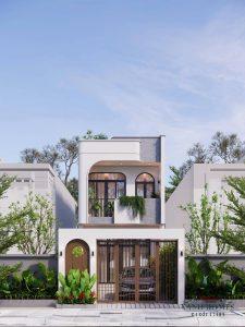 Thiết Kế Nhà Phố 2 Tầng 1 Tum Có Sân Ô Tô | XanhHomes
